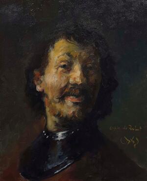 Hombre sonriente. Copia de Rembrandt