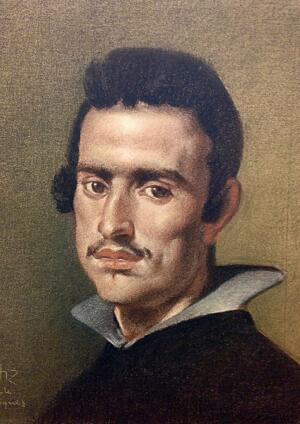 Hombre Joven, copia de Velázquez. Sepia, sanguina, blanco y lápiz de carboncillo negro sobre papel Canson Mi-teintes.