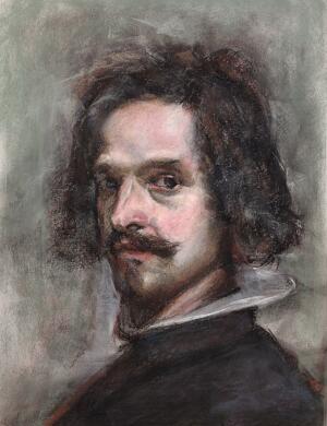 Retrato de caballero. Copia de Velázquez (tránsito al color con pastel).