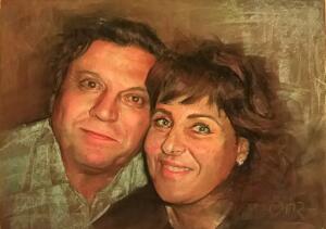 Pilar y Juan Pablo. Pastel sobre papel Canson Mi-teintes 65x50.