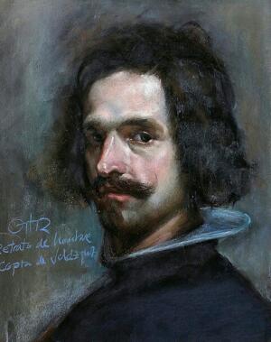 Retrato de hombre. Copia de Velázquez. Pastel 65 x 50 cm.